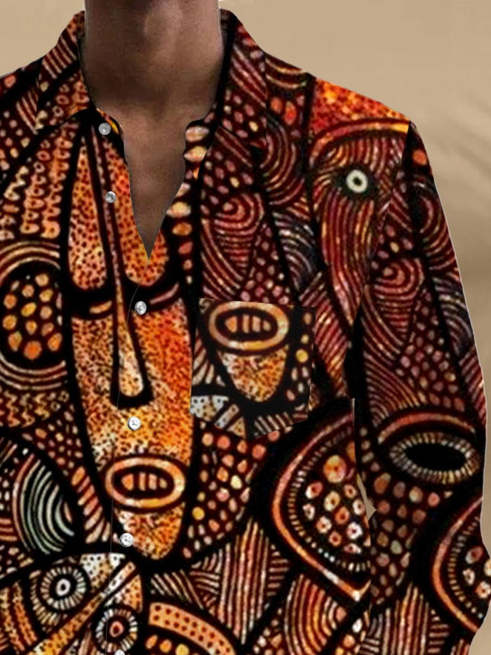 Abstract Face Print Long Sleeve Top