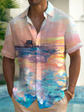 Art Hawaiian Casual Retro Short Sleeve Men's Shirts With Pocket