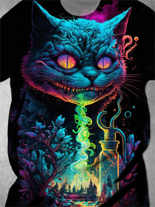 Men's cat graphic short sleeve t-shirt back view