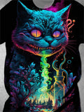 Cat Round Neck Short Sleeve Men's T-shirt