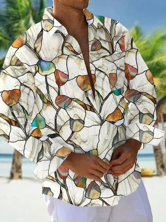 men's colorful floral shirt front view