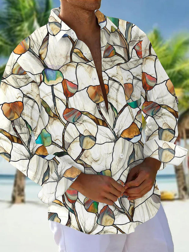 men's colorful floral shirt front view