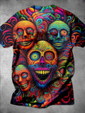 Skull Round Neck Short Sleeve Men's T-shirt