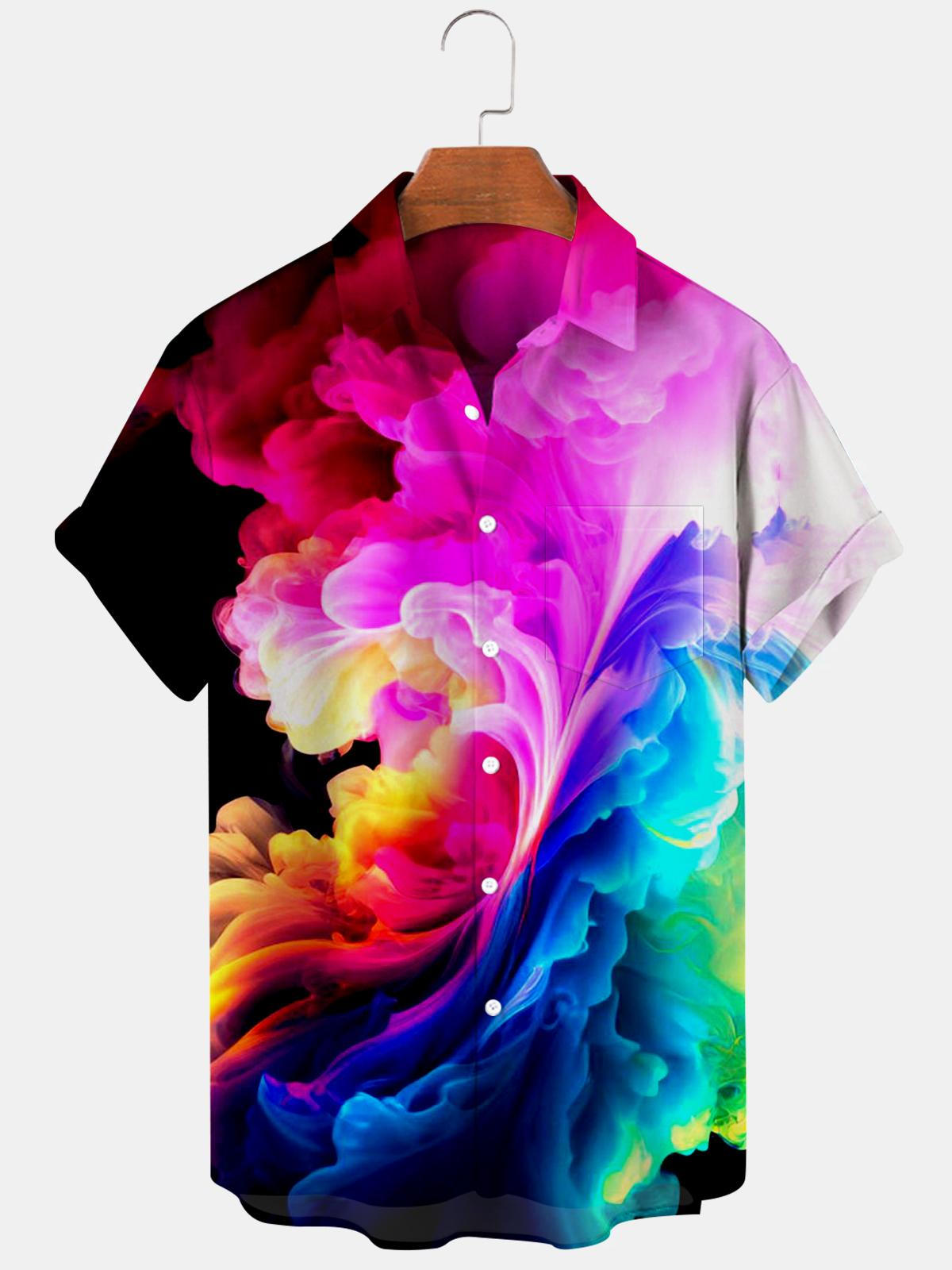 Abstract Gradient Men's Shirts With Pocket