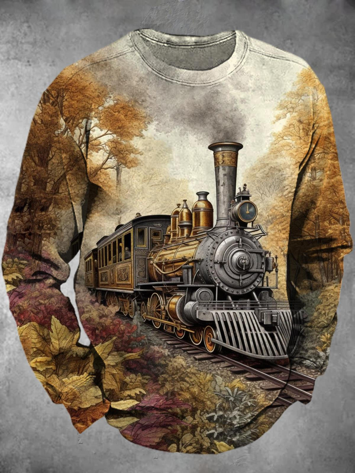 Train Round Neck Long Sleeve Men's Top