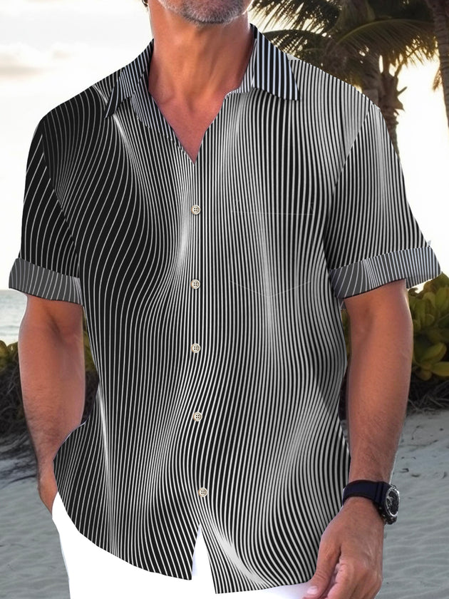 Men's casual retro Hawaiian short sleeve shirt front view for tropical beach vacation