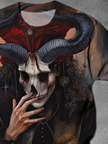 Devil Art Print Round Neck Short Sleeve Men's T-shirt