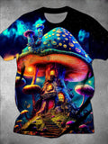 Mushroom Round Neck Short Sleeve Men's T-shirt