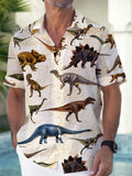 Dinosaur Short Sleeve Men's Shirts With Pocket