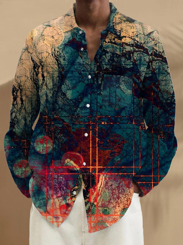 men's abstract print shirt front view