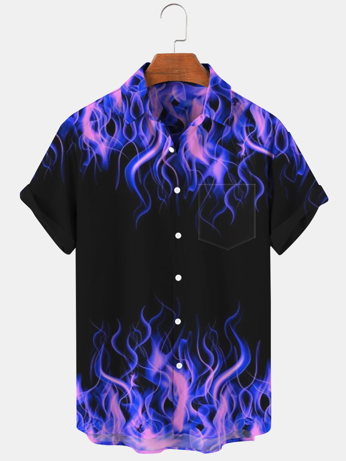 Abstract Flame Men's Shirts With Pocket – adaychic