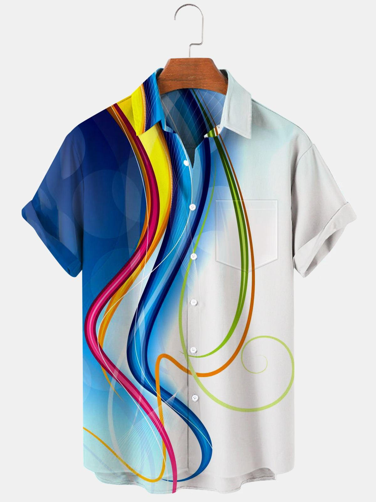 Abstract Men's Shirts With Pocket