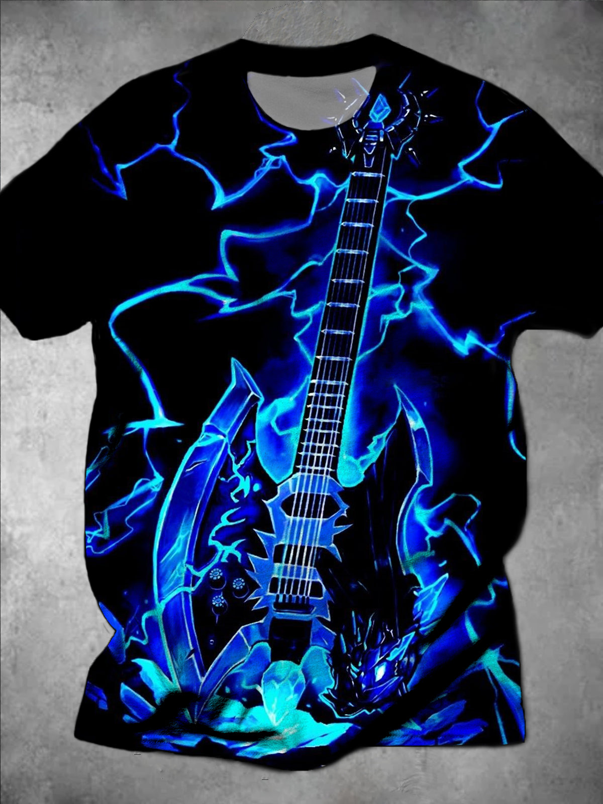 Guitar Round Neck Short Sleeve Men's T-shirt