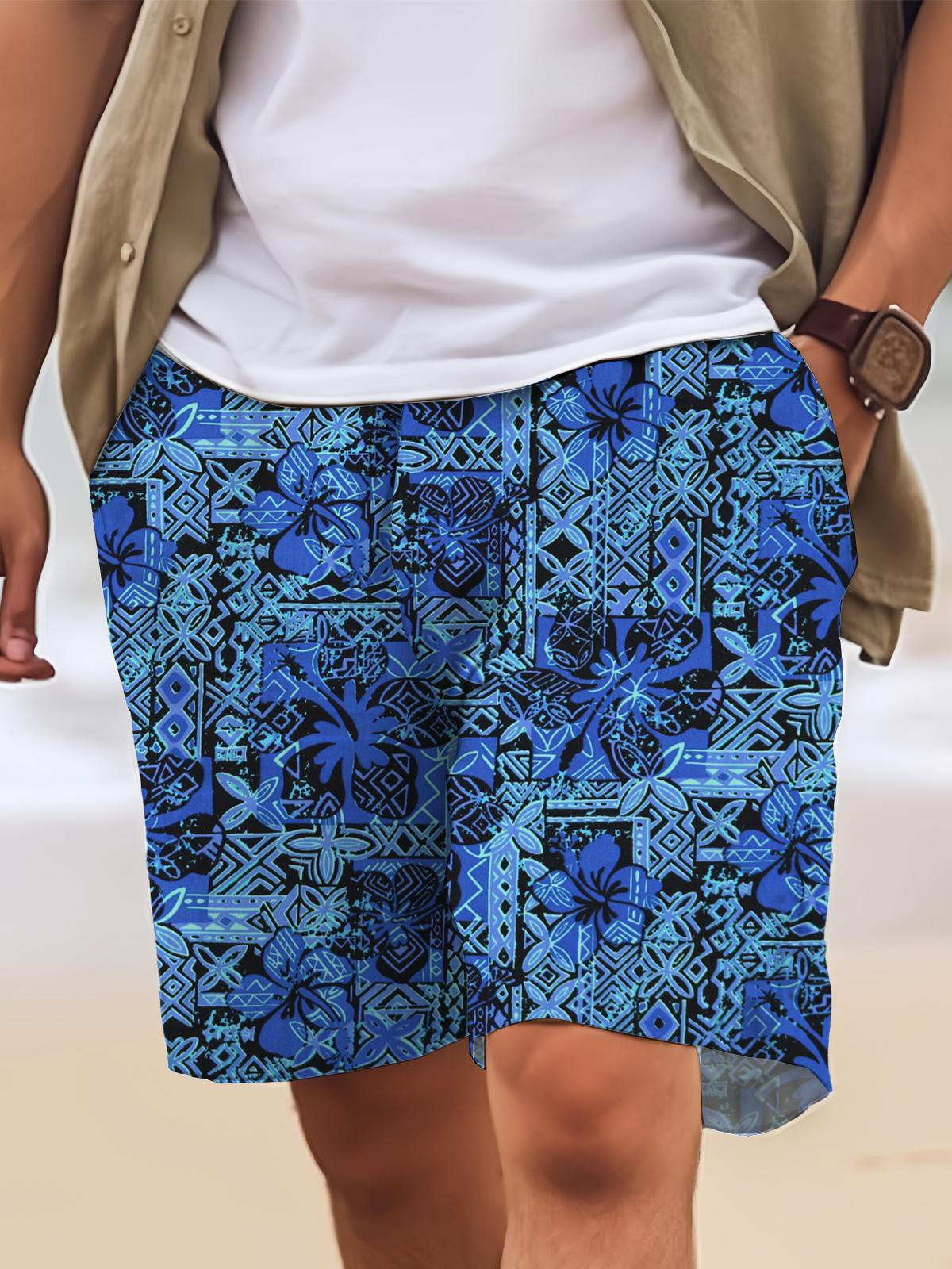 Ethnic Art Hawaiian Casual Retro Men's Shorts With Pocket