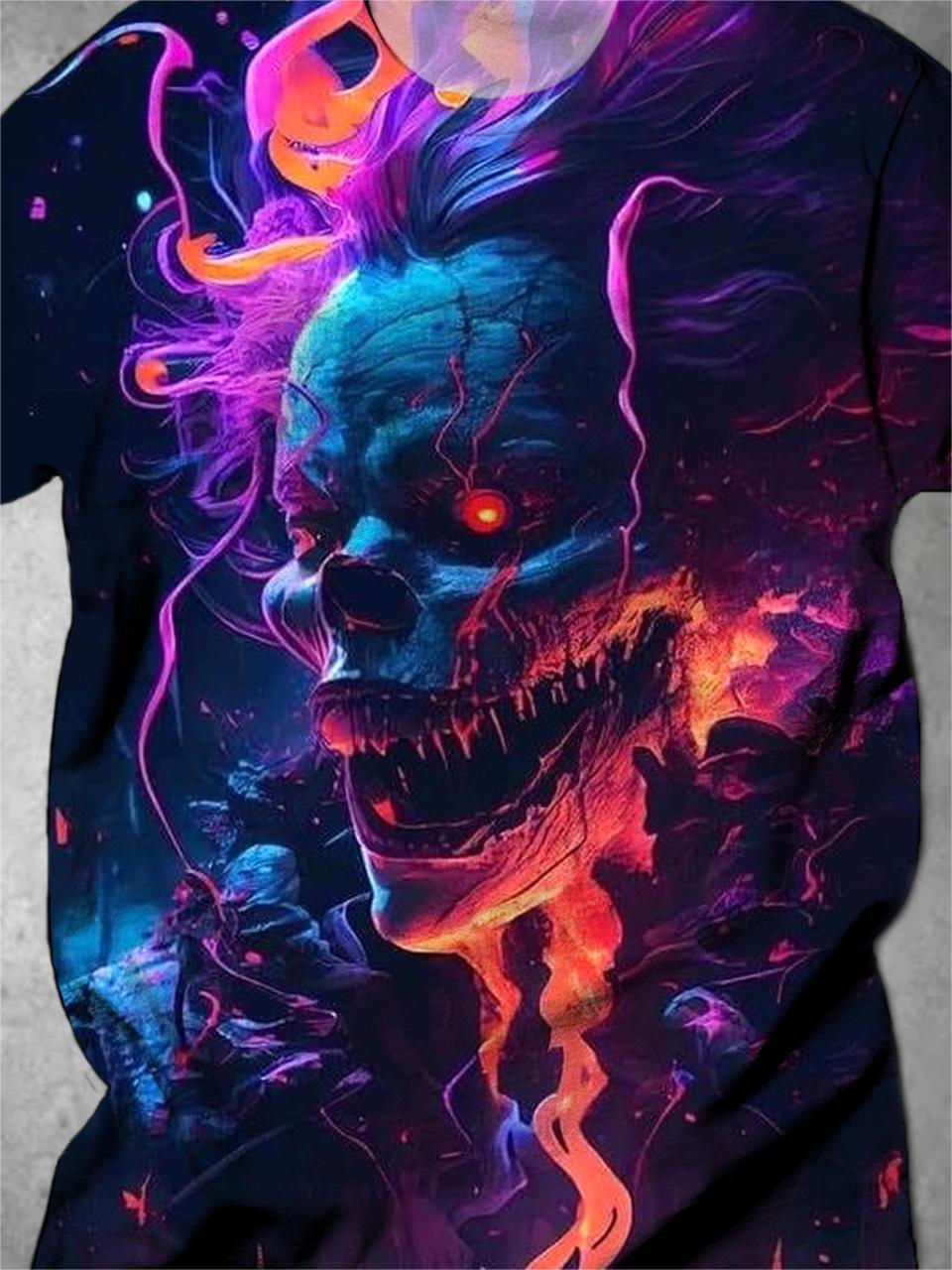 Skull Round Neck Short Sleeve Men's T-shirt