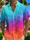 Men's Bright Resort-Style Printed Short-Sleeved Lapel Shirt  