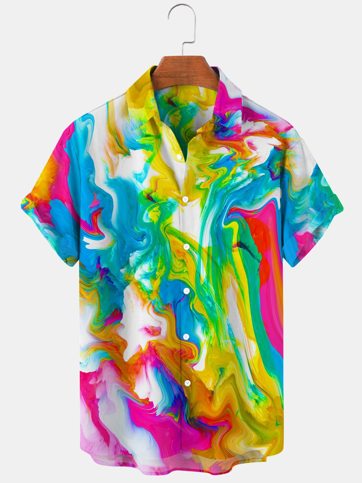 Tie Dye Abstract Hawaiian Men's Shirts – adaychic