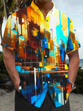 Art Hawaiian Casual Retro Short Sleeve Men's Shirts With Pocket