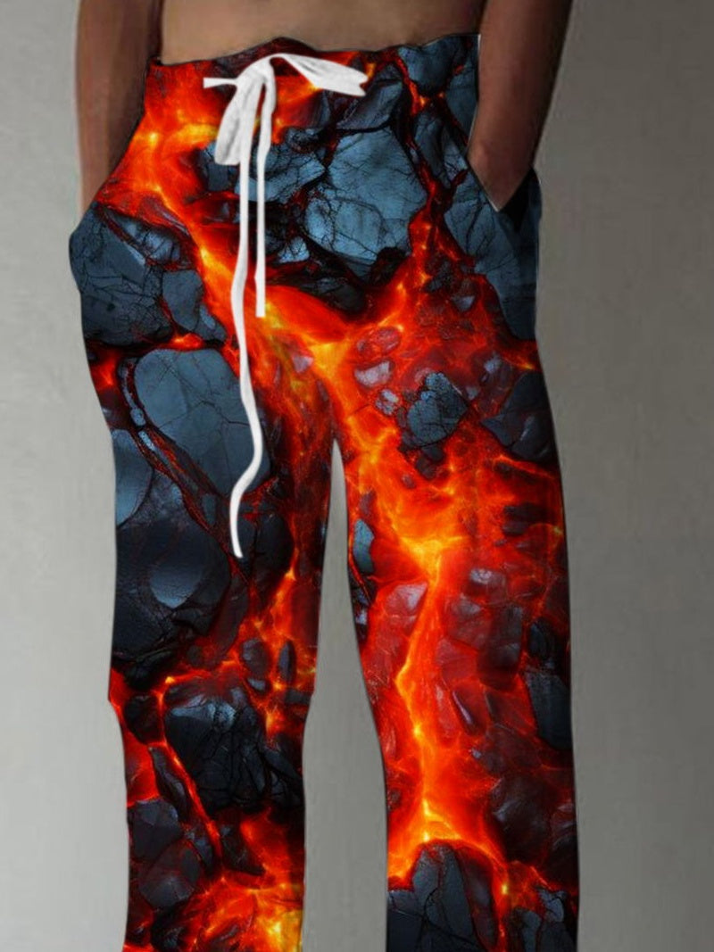 Abstract Print Men's Casual Elastic Waist Pants