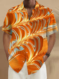 Abstract Short Sleeve Men's Shirts With Pocket