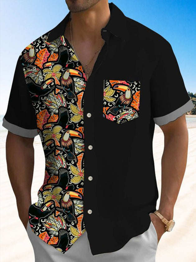 men's Hawaiian shirt front view tropical beach vacation