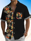 Hawaiian Toucan Floral Print Short Sleeve Men's Shirts With Pocket