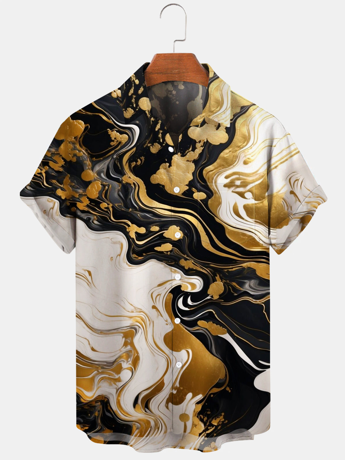 Abstract Short Sleeve Men's Shirts With Pocket