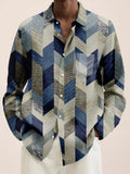 Geometry Long Sleeve Men's Shirts With Pocket