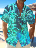 Hawaiian Tie Dye Coconut Tree Short Sleeve Men's Shirts With Pocket