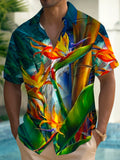 Art Hawaiian Casual Retro Short Sleeve Men's Shirts With Pocket