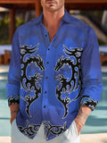 Hawaiian Casual Art Long Sleeve Men's Shirts With Pocket