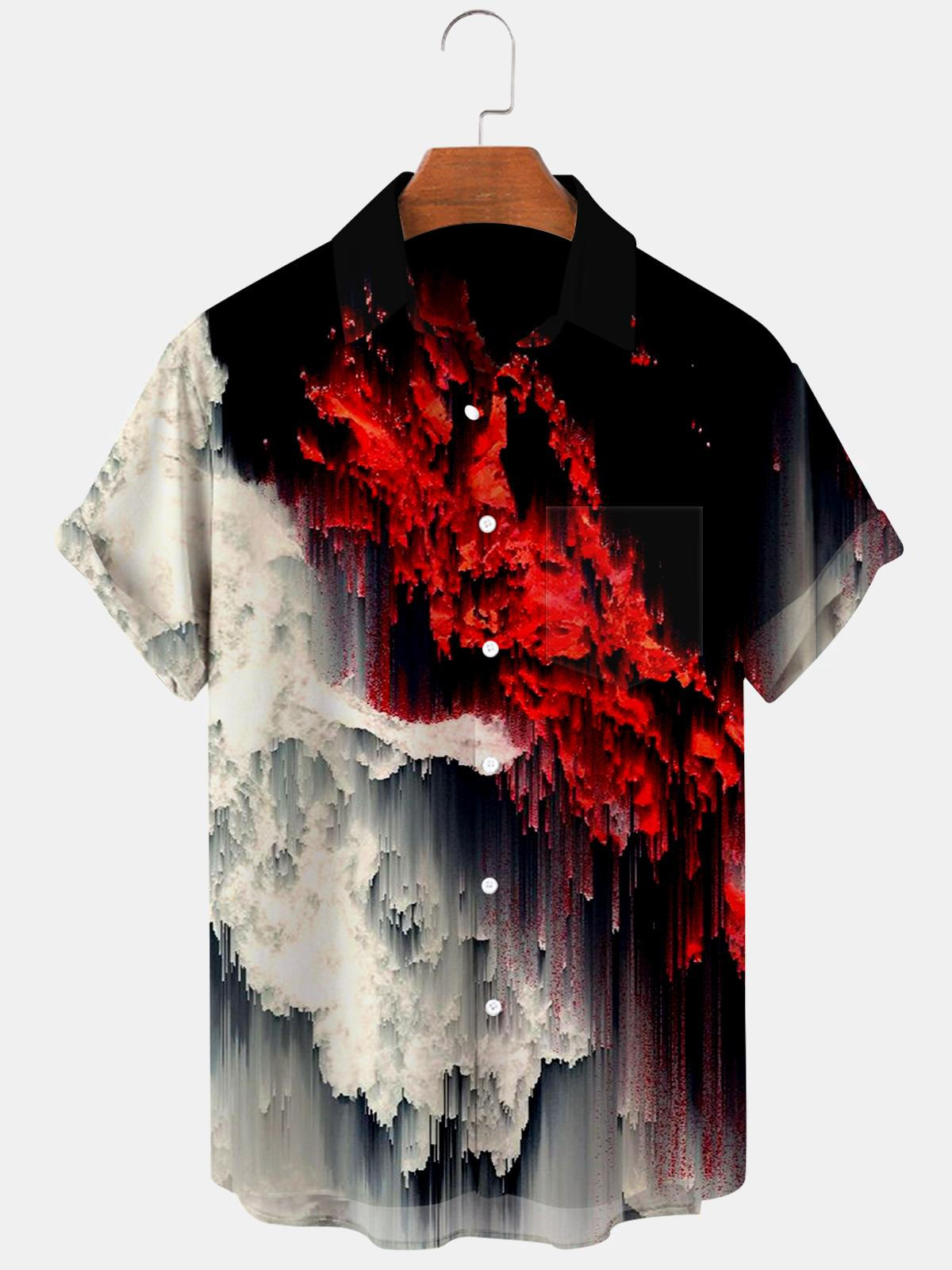 Abstract Print Men's Shirts With Pocket