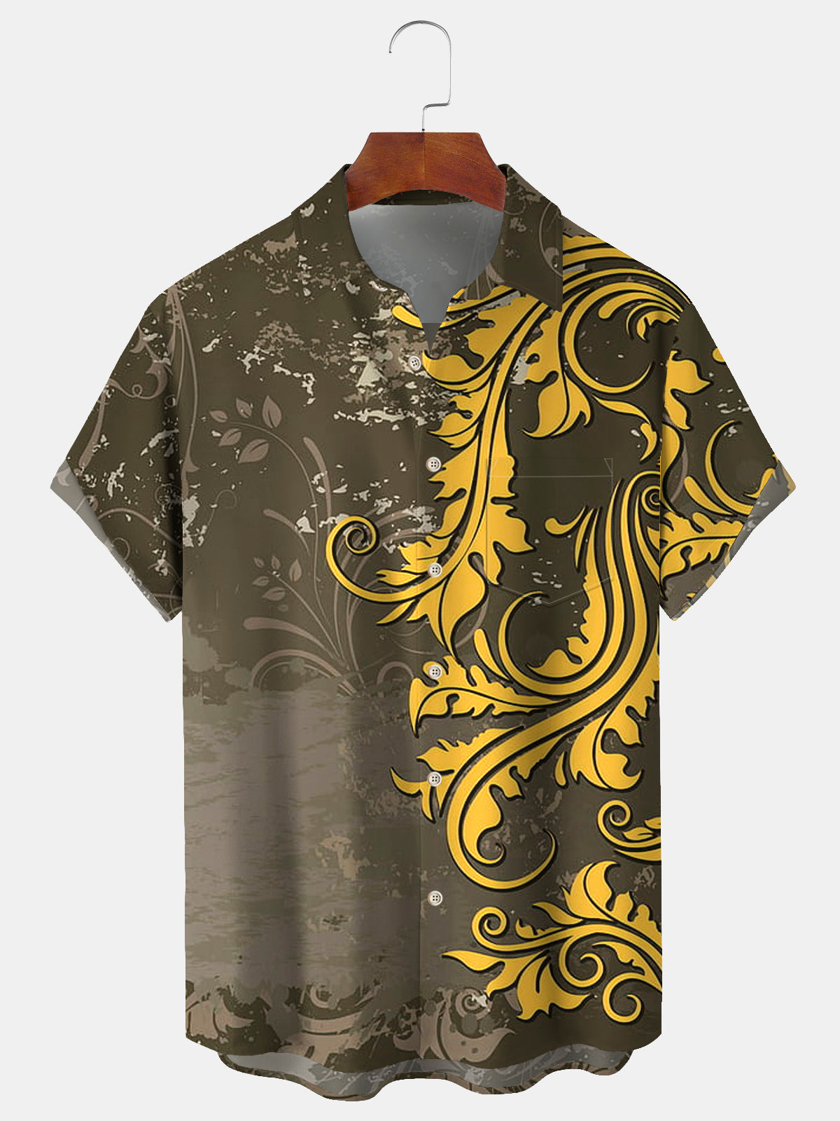 Art Hawaiian Casual Retro Short Sleeve Men's Shirts With Pocket