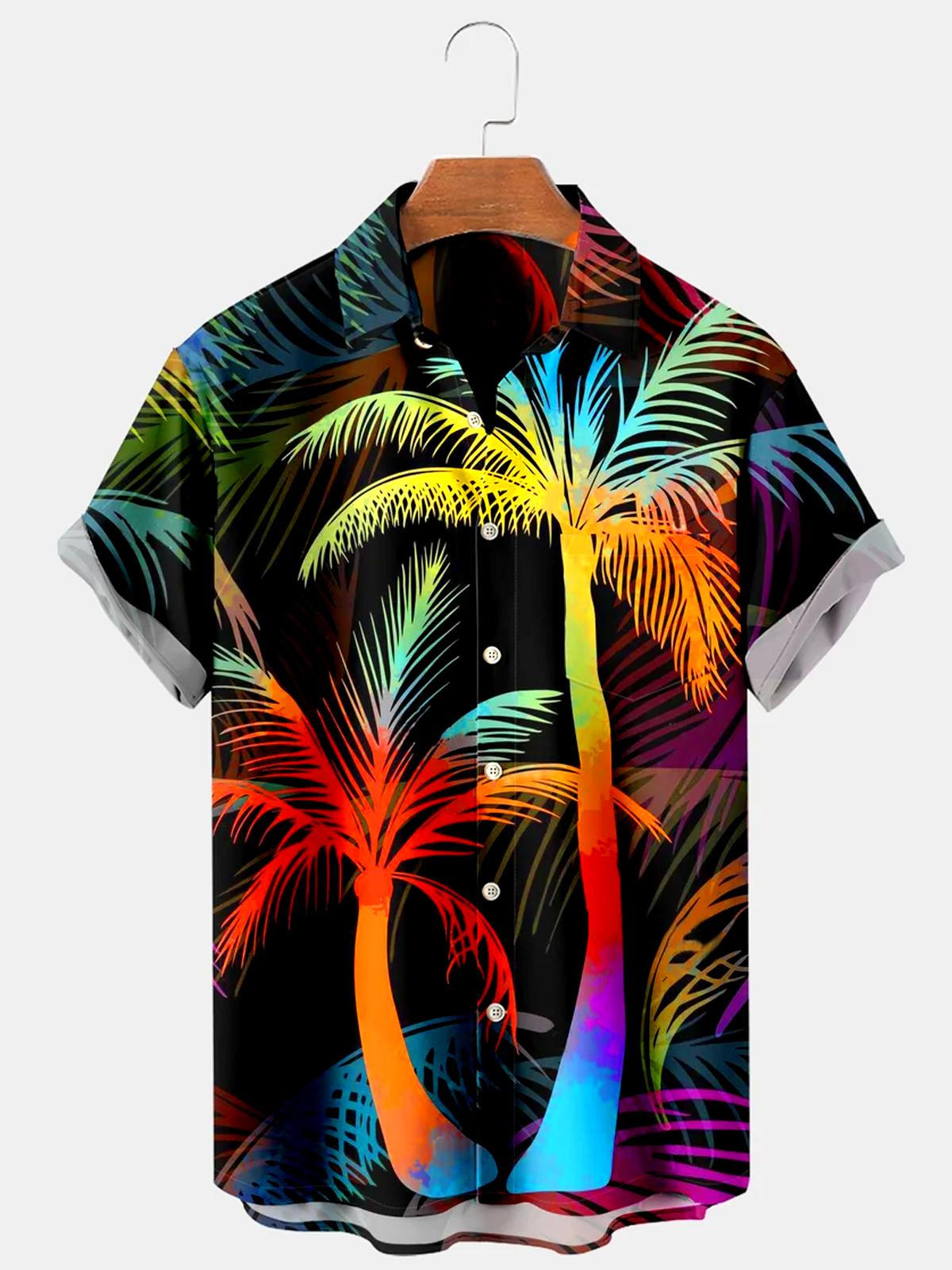 Hawaiian Coconut Tree Men's Shirts With Pocket