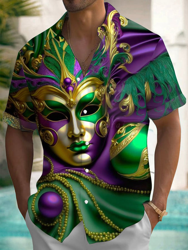 men's Mardi Gras shirt front view
