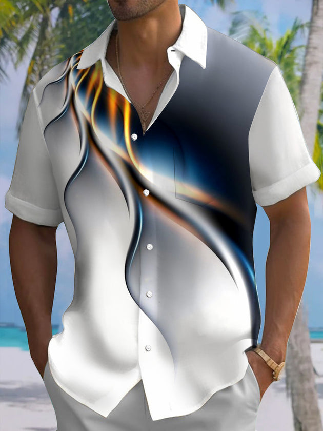 Men's abstract gradient print short sleeve shirt front view
