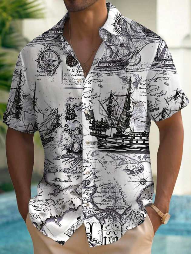 men's Hawaiian shirt front view tropical beach vacation