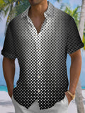 Polka Dot Gradient Print Short Sleeve Men's Shirts With Pocket