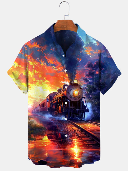 men's patterned sweater shirt front view