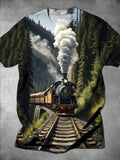 Train Round Neck Short Sleeve Men's T-shirt