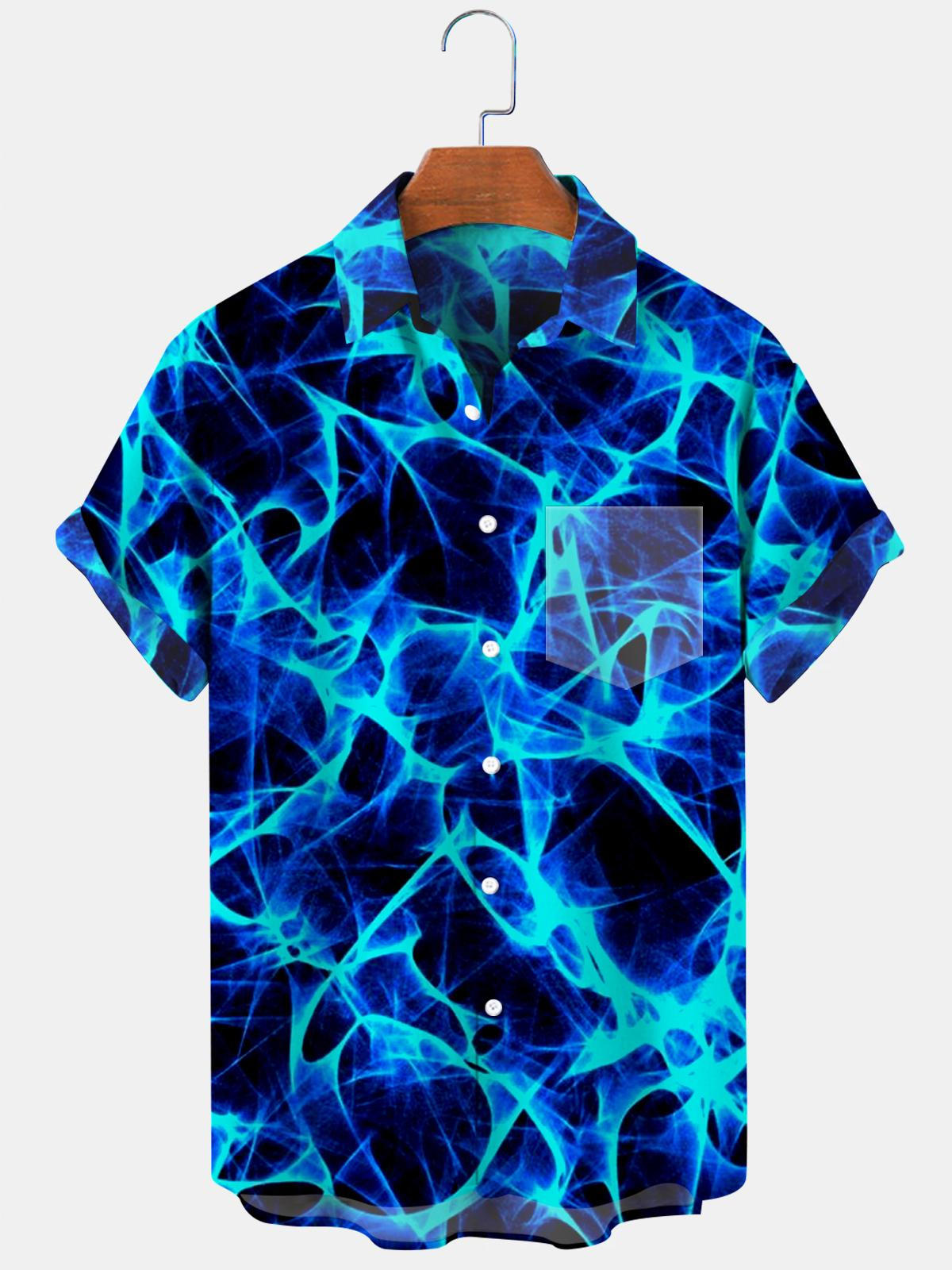 Casual Abstract Print Men's Shirts With Pocket