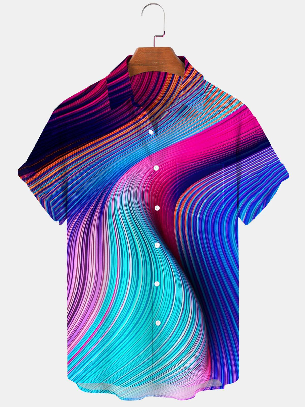 Abstract Men's Shirts With Pocket