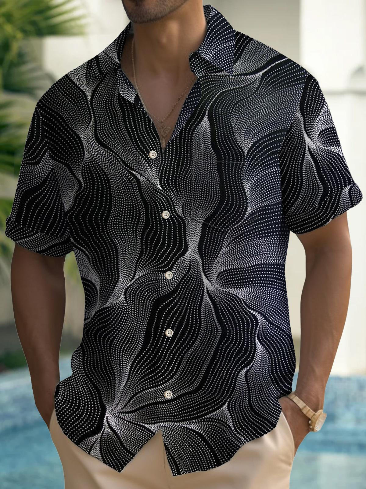 Art Hawaiian Casual Retro Short Sleeve Men's Shirts With Pocket