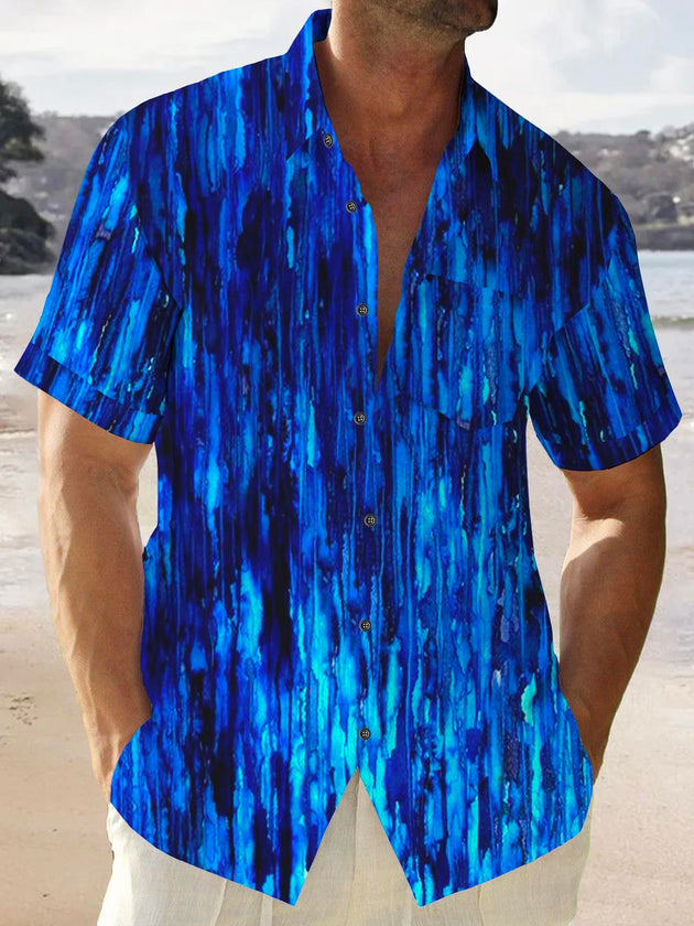 Men's short sleeve casual art print gradient shirt front view