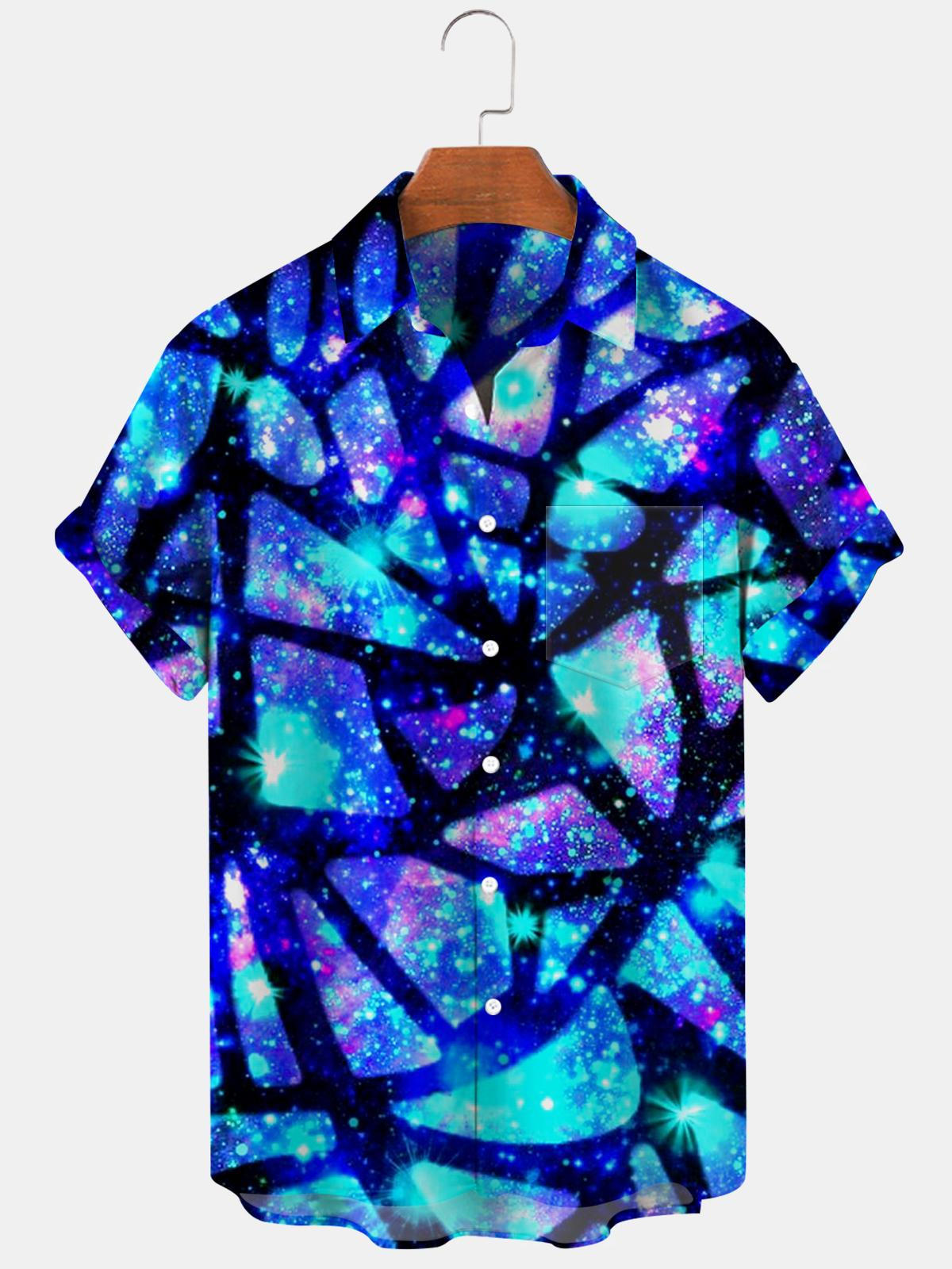 Abstract Casual Men's Shirts With Pocket