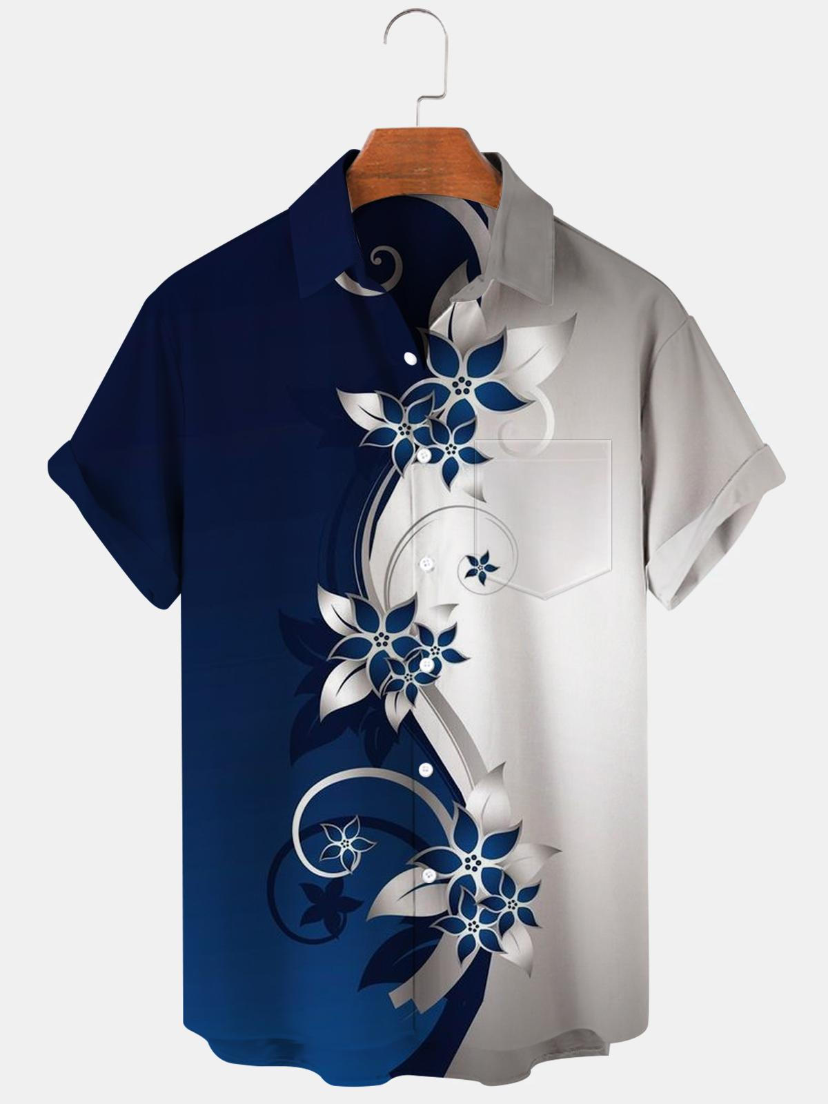 Flower Men's Shirts With Pocket