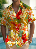 Art Hawaiian Casual Retro Short Sleeve Men's Shirts With Pocket