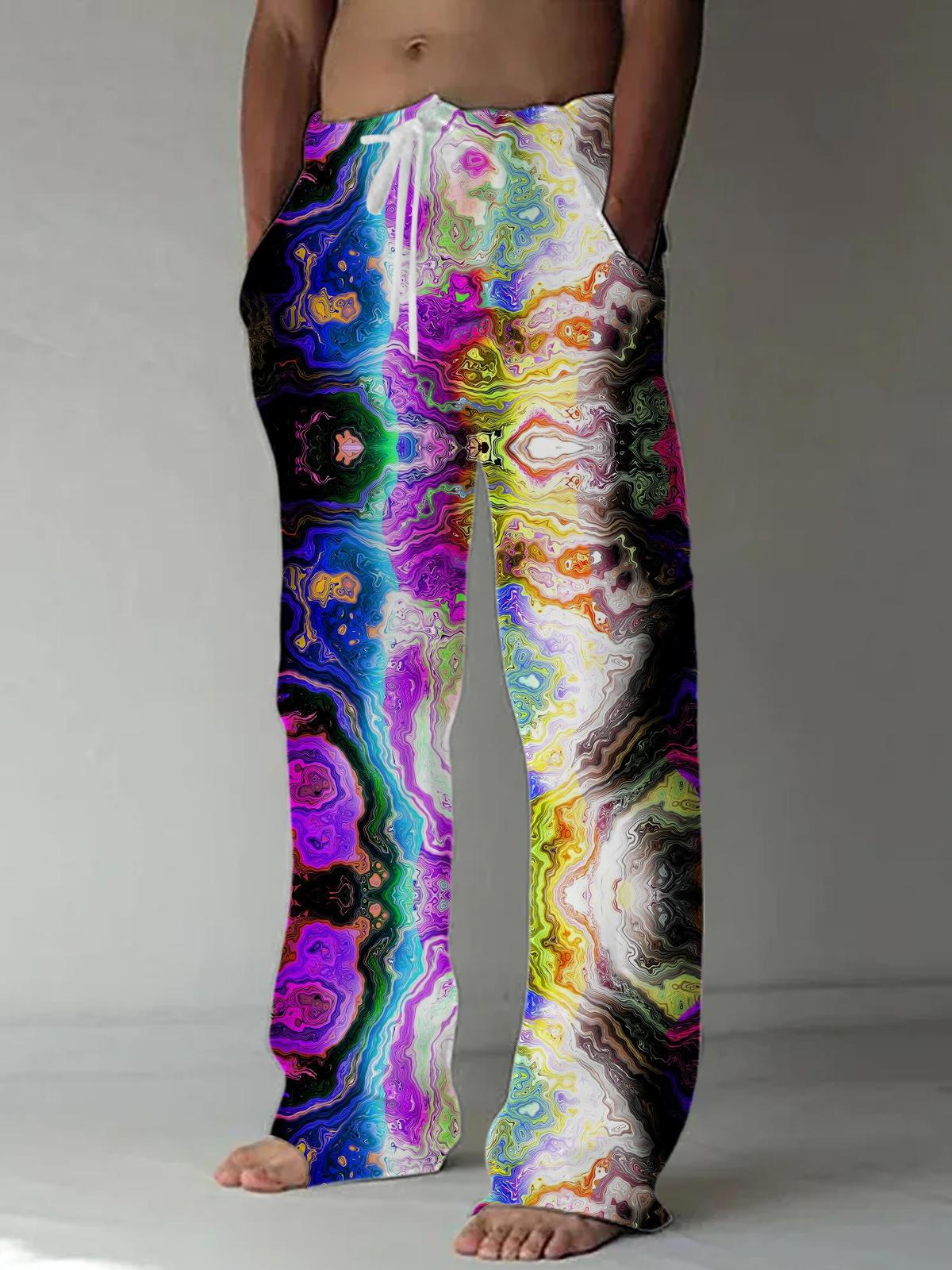 Abstract Men's Casual Elastic Waist Pants