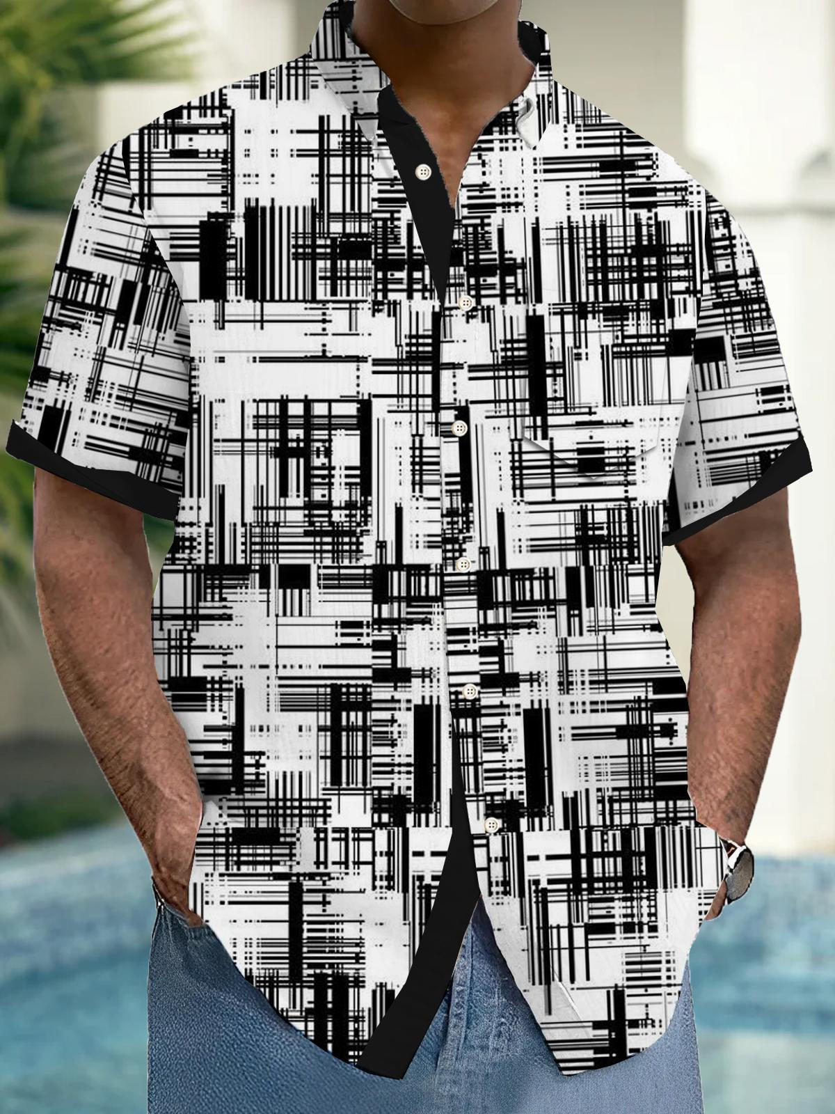 Art Hawaiian Casual Retro Short Sleeve Men's Shirts With Pocket