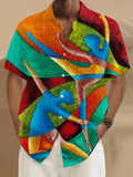 Abstract Art Print Short Sleeve Men's Shirts With Pocket